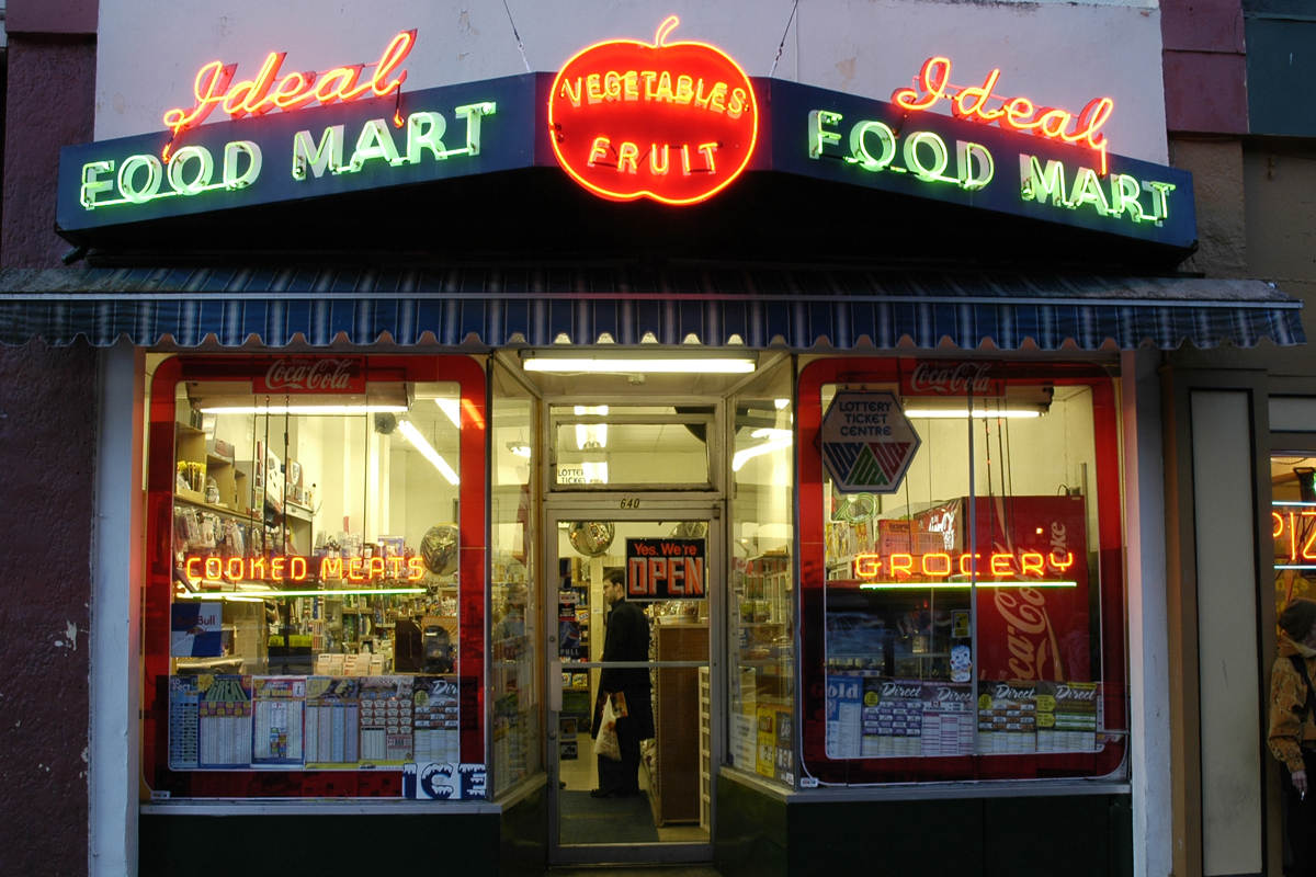 Ideal Food Mart Exterior Neon